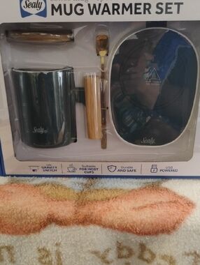 Sealy Black Mug Warmer Set with Spoon and Handle